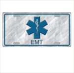 EMT Logo Metal Novelty License Plate Tag 6" x 12"